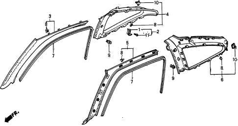1988 crx DX 2 DOOR 4AT PILLAR LINING diagram 1988 crx DX 2 DOOR 4AT PILLAR LINING diagram