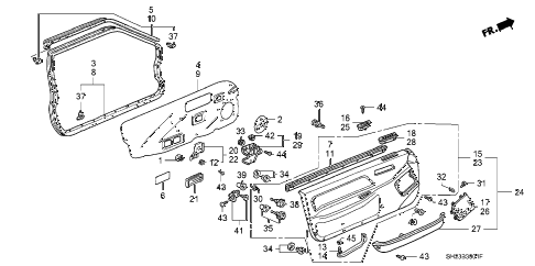 1988 crx SI 2 DOOR 5MT FRONT DOOR LINING diagram 1988 crx SI 2 DOOR 5MT FRONT DOOR LINING diagram