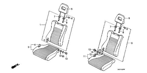 1989 crx HF 2 DOOR 5MT FRONT SEAT diagram 1989 crx HF 2 DOOR 5MT FRONT SEAT diagram