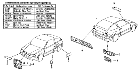 1988 crx HF 2 DOOR 5MT EMBLEMS diagram 1988 crx HF 2 DOOR 5MT EMBLEMS diagram