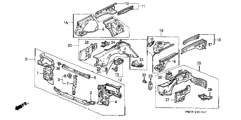1988 crx HF 2 DOOR 5MT FRONT BULKHEAD diagram 1988 crx HF 2 DOOR 5MT FRONT BULKHEAD diagram