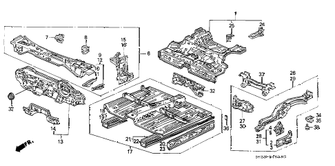 1989 crx HF 2 DOOR 5MT DASHBOARD - FLOOR diagram 1989 crx HF 2 DOOR 5MT DASHBOARD - FLOOR diagram