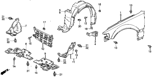 1989 crx DX 2 DOOR 4AT FRONT FENDER diagram 1989 crx DX 2 DOOR 4AT FRONT FENDER diagram