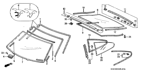 1989 crx DX 2 DOOR 5MT WINDSHIELD diagram 1989 crx DX 2 DOOR 5MT WINDSHIELD diagram