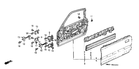 1988 crx DX 2 DOOR 4AT DOOR PANEL diagram 1988 crx DX 2 DOOR 4AT DOOR PANEL diagram