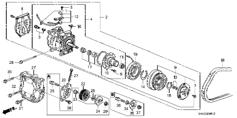 1988 crx HF 2 DOOR 5MT A/C COMPRESSOR (SANDEN) diagram 1988 crx HF 2 DOOR 5MT A/C COMPRESSOR (SANDEN) diagram