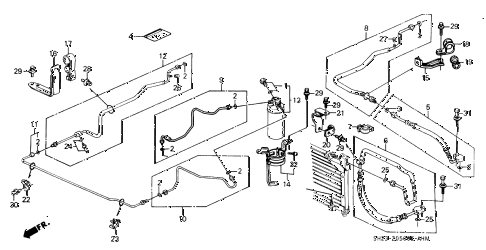 1988 crx HF 2 DOOR 5MT A/C HOSES - PIPES diagram 1988 crx HF 2 DOOR 5MT A/C HOSES - PIPES diagram