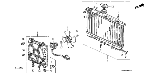 1991 civic STD 3 DOOR 4MT RADIATOR (3) diagram 1991 civic STD 3 DOOR 4MT RADIATOR (3) diagram