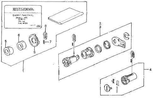 1989 civic DX 3 DOOR 5MT KEY CYLINDER KIT diagram 1989 civic DX 3 DOOR 5MT KEY CYLINDER KIT diagram
