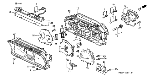 1990 civic STD 3 DOOR 4MT METER COMPONENTS (NS) diagram 1990 civic STD 3 DOOR 4MT METER COMPONENTS (NS) diagram