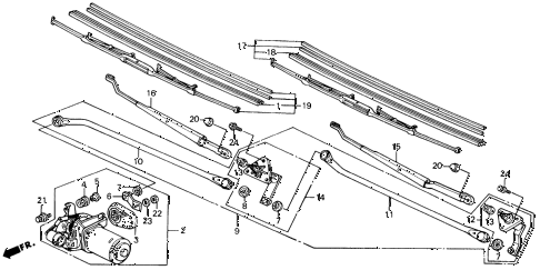 1989 civic DX 3 DOOR 5MT FRONT WIPER diagram 1989 civic DX 3 DOOR 5MT FRONT WIPER diagram