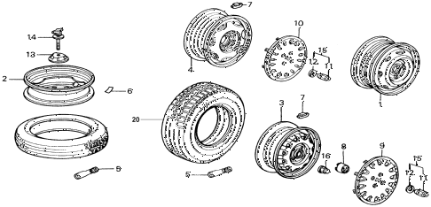 1991 civic SI 3 DOOR 5MT WHEEL diagram 1991 civic SI 3 DOOR 5MT WHEEL diagram