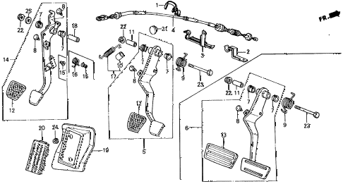1991 civic DX 3 DOOR 5MT BRAKE @ CLUTCH PEDAL diagram 1991 civic DX 3 DOOR 5MT BRAKE @ CLUTCH PEDAL diagram