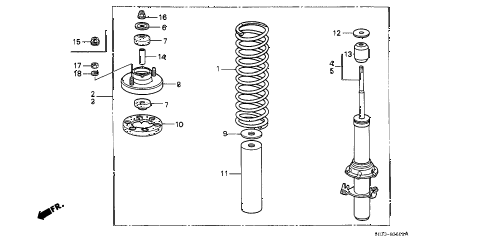 1991 civic DX 3 DOOR 5MT FRONT SHOCK ABSORBER diagram 1991 civic DX 3 DOOR 5MT FRONT SHOCK ABSORBER diagram
