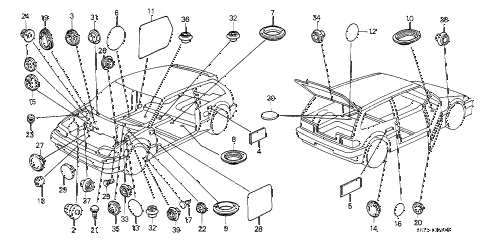 1990 civic DX 3 DOOR 4AT GROMMET - PLUG diagram 1990 civic DX 3 DOOR 4AT GROMMET - PLUG diagram