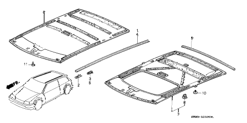 1988 civic STD 3 DOOR 4MT HEADLINER TRIM diagram 1988 civic STD 3 DOOR 4MT HEADLINER TRIM diagram