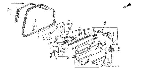 1991 civic DX 3 DOOR 5MT FRONT DOOR LINING diagram 1991 civic DX 3 DOOR 5MT FRONT DOOR LINING diagram