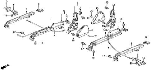 1989 civic DX 3 DOOR 5MT FRONT SEAT COMPONENTS (1) diagram 1989 civic DX 3 DOOR 5MT FRONT SEAT COMPONENTS (1) diagram