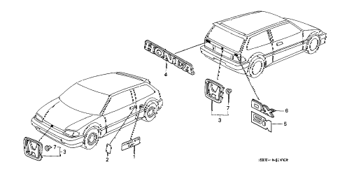 1989 civic SI 3 DOOR 5MT EMBLEMS diagram 1989 civic SI 3 DOOR 5MT EMBLEMS diagram