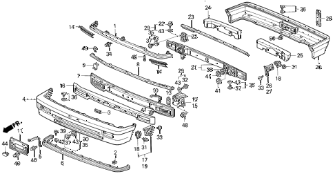 1989 civic STD 3 DOOR 4MT BUMPER diagram 1989 civic STD 3 DOOR 4MT BUMPER diagram