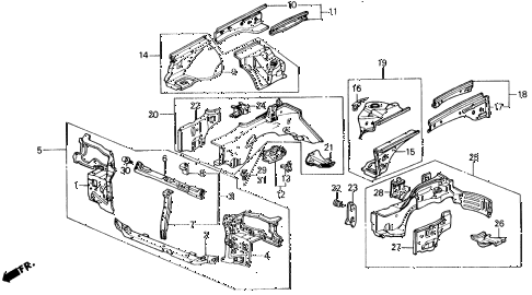 1990 civic DX 3 DOOR 4AT FRONT BULKHEAD diagram 1990 civic DX 3 DOOR 4AT FRONT BULKHEAD diagram
