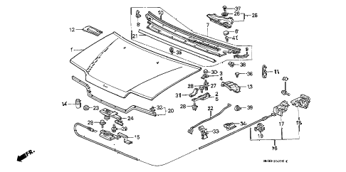 1991 civic SI 3 DOOR 5MT HOOD diagram 1991 civic SI 3 DOOR 5MT HOOD diagram