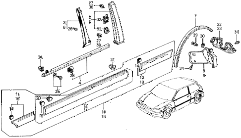 1989 civic SI 3 DOOR 5MT SIDE PROTECTOR diagram 1989 civic SI 3 DOOR 5MT SIDE PROTECTOR diagram