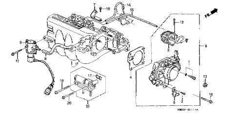 1991 civic SI 3 DOOR 5MT THROTTLE BODY (2) diagram 1991 civic SI 3 DOOR 5MT THROTTLE BODY (2) diagram