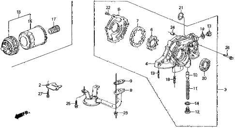1989 civic DX 3 DOOR 5MT OIL PUMP - OIL STRAINER diagram 1989 civic DX 3 DOOR 5MT OIL PUMP - OIL STRAINER diagram