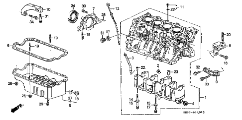 1990 civic DX 3 DOOR 4AT CYLINDER BLOCK - OIL PAN diagram 1990 civic DX 3 DOOR 4AT CYLINDER BLOCK - OIL PAN diagram