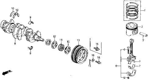 1991 civic SI 3 DOOR 5MT CRANKSHAFT - PISTON diagram 1991 civic SI 3 DOOR 5MT CRANKSHAFT - PISTON diagram