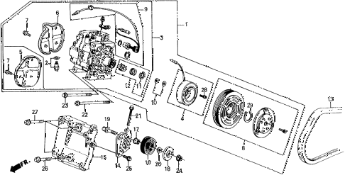 1988 civic STD 3 DOOR 4MT A/C COMPRESSOR (MATSUSHITA) diagram 1988 civic STD 3 DOOR 4MT A/C COMPRESSOR (MATSUSHITA) diagram