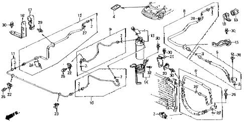1988 civic DX 3 DOOR 5MT A/C HOSES - PIPES diagram 1988 civic DX 3 DOOR 5MT A/C HOSES - PIPES diagram