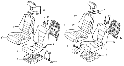 1991 civic DX 4 DOOR 5MT FRONT SEAT diagram 1991 civic DX 4 DOOR 5MT FRONT SEAT diagram