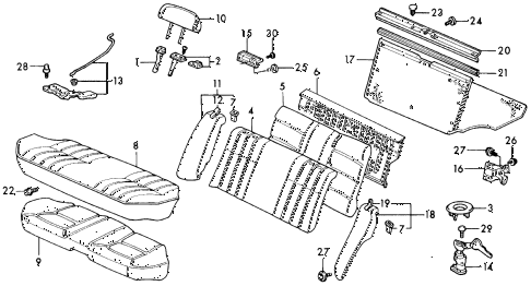 1991 civic DX 4 DOOR 5MT REAR SEAT (2) diagram 1991 civic DX 4 DOOR 5MT REAR SEAT (2) diagram