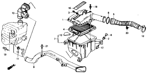 1988 civic DX 4 DOOR 5MT AIR CLEANER diagram 1988 civic DX 4 DOOR 5MT AIR CLEANER diagram