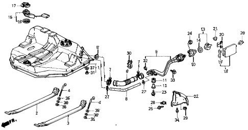 1990 civic DX 4 DOOR 4AT FUEL TANK diagram 1990 civic DX 4 DOOR 4AT FUEL TANK diagram
