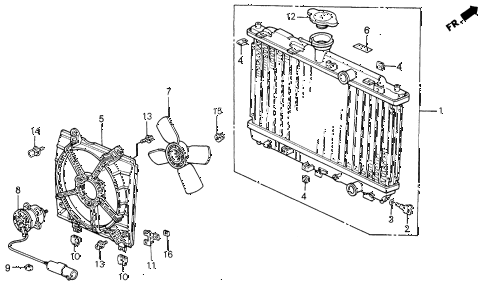 1988 civic DX 4 DOOR 5MT RADIATOR (DENSO) diagram 1988 civic DX 4 DOOR 5MT RADIATOR (DENSO) diagram