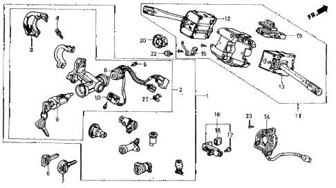 1991 civic EX 4 DOOR 5MT COMBINATION SWITCH diagram 1991 civic EX 4 DOOR 5MT COMBINATION SWITCH diagram