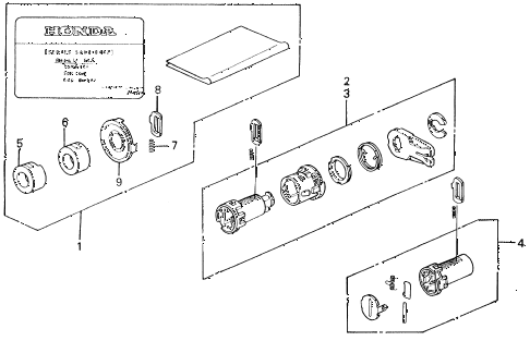 1988 civic DX 4 DOOR 4AT KEY CYLINDER KIT diagram 1988 civic DX 4 DOOR 4AT KEY CYLINDER KIT diagram