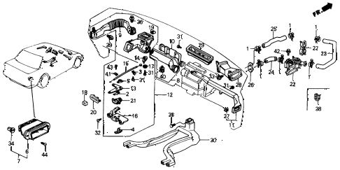 1991 civic LX 4 DOOR 5MT WATER VALVE - DUCT diagram 1991 civic LX 4 DOOR 5MT WATER VALVE - DUCT diagram