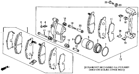 1988 civic DX 4 DOOR 4AT FRONT BRAKE CALIPER (1) diagram 1988 civic DX 4 DOOR 4AT FRONT BRAKE CALIPER (1) diagram
