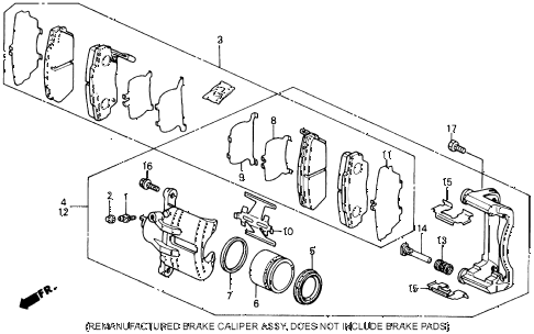 1991 civic EX 4 DOOR 5MT FRONT BRAKE CALIPER (2) diagram 1991 civic EX 4 DOOR 5MT FRONT BRAKE CALIPER (2) diagram