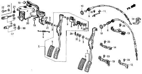 1991 civic DX 4 DOOR 5MT ACCELERATOR PEDAL (1) diagram 1991 civic DX 4 DOOR 5MT ACCELERATOR PEDAL (1) diagram