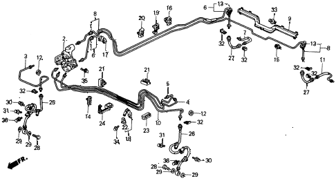 1988 civic DX 4 DOOR 4AT BRAKE LINES diagram 1988 civic DX 4 DOOR 4AT BRAKE LINES diagram