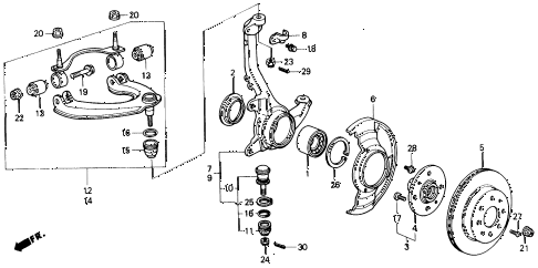 1991 civic DX 4 DOOR 5MT STEERING KNUCKLE - BRAKE DISK diagram 1991 civic DX 4 DOOR 5MT STEERING KNUCKLE - BRAKE DISK diagram