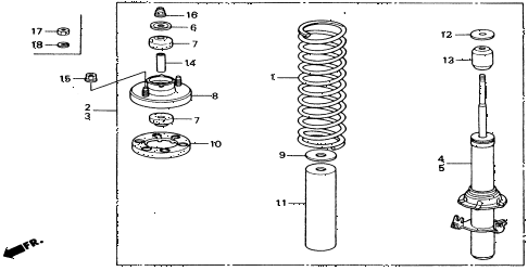 1991 civic DX 4 DOOR 5MT FRONT SHOCK ABSORBER diagram 1991 civic DX 4 DOOR 5MT FRONT SHOCK ABSORBER diagram