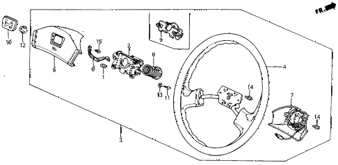 1989 civic DX 4 DOOR 5MT STEERING WHEEL (1) diagram 1989 civic DX 4 DOOR 5MT STEERING WHEEL (1) diagram