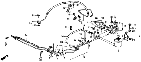 1989 civic LX 4 DOOR 4AT P.S. HOSES - PIPES diagram 1989 civic LX 4 DOOR 4AT P.S. HOSES - PIPES diagram