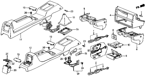 1990 civic DX 4 DOOR 4AT CONSOLE diagram 1990 civic DX 4 DOOR 4AT CONSOLE diagram